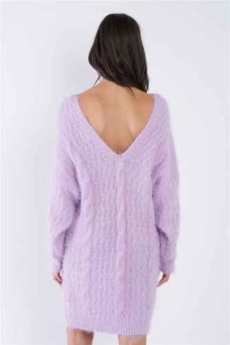 Lavender Dream Fuzzy Sweater Dress