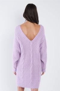 Lavender Dream Fuzzy Sweater Dress